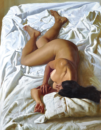 Desnudo sobre fondo Blanco . óleo sobre lienzo . 130 x 100 cm . 2011